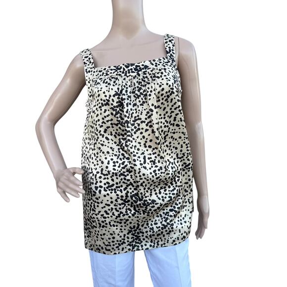 St. John S Silk Tunic Tan Black Leopard Print Sleeveless Shell Top Pre Fall 2015 - Picture 1 of 10